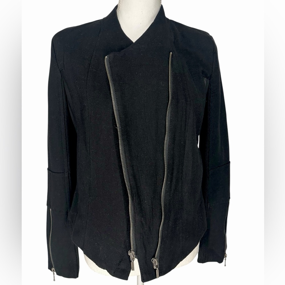 BLANK NYC / Black Double Zip Up Jacket Mesh Panels / Small / Goth Emo Indie - Picture 4 of 10